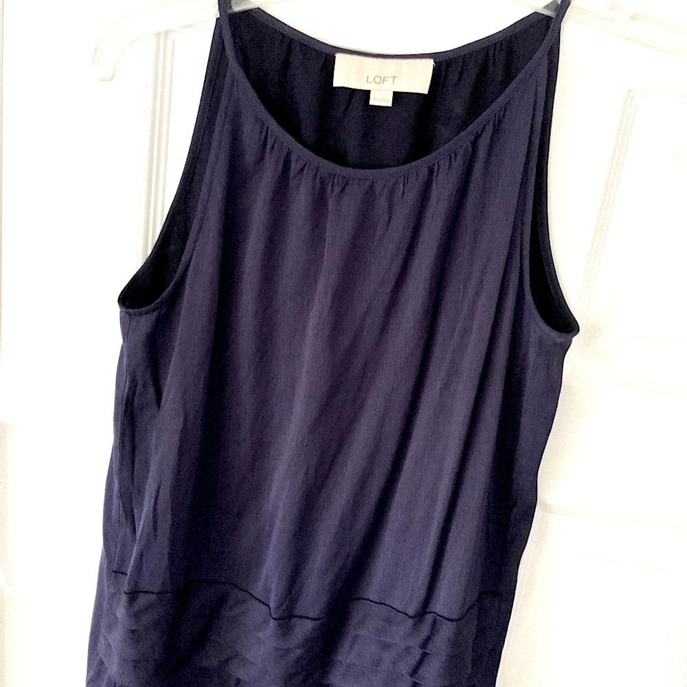 Ann Taylor LOFT Navy Blue Boatneck Blouse Size XS
